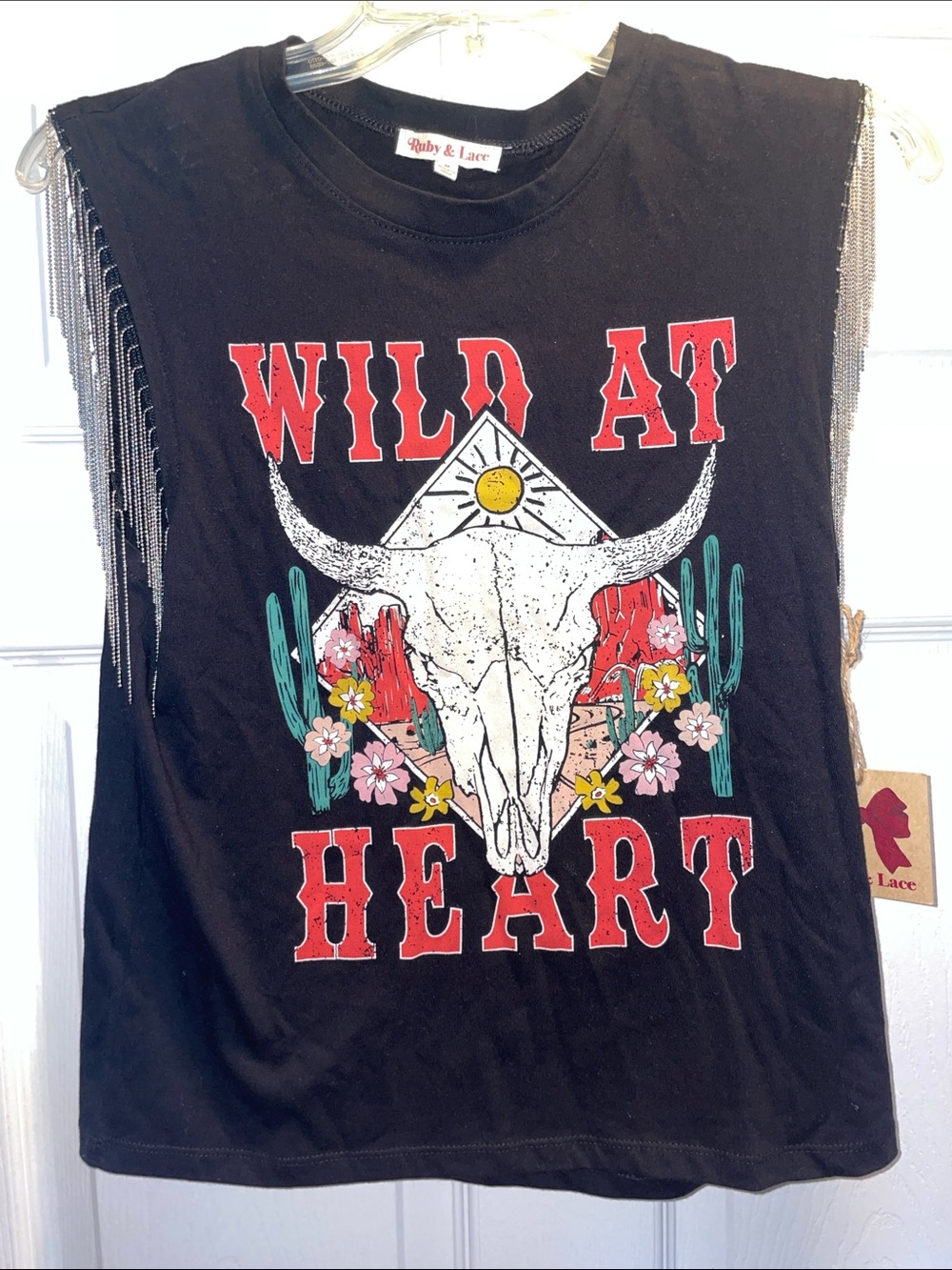 Ruby & Lace Black Graphic Tank with Colorful Print